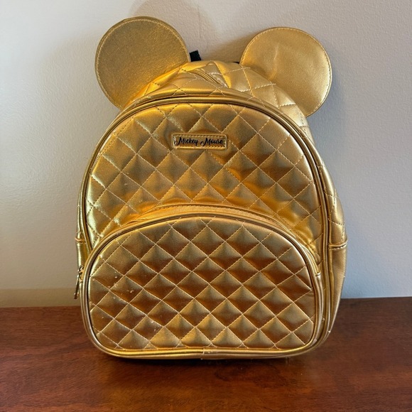 Handbags - Disney Gold Quilted Mickey Mouse Mini Backpack